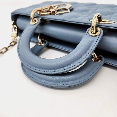 Dior Sky Blue Leather Medium Lady D-Joy Top Handle Bag