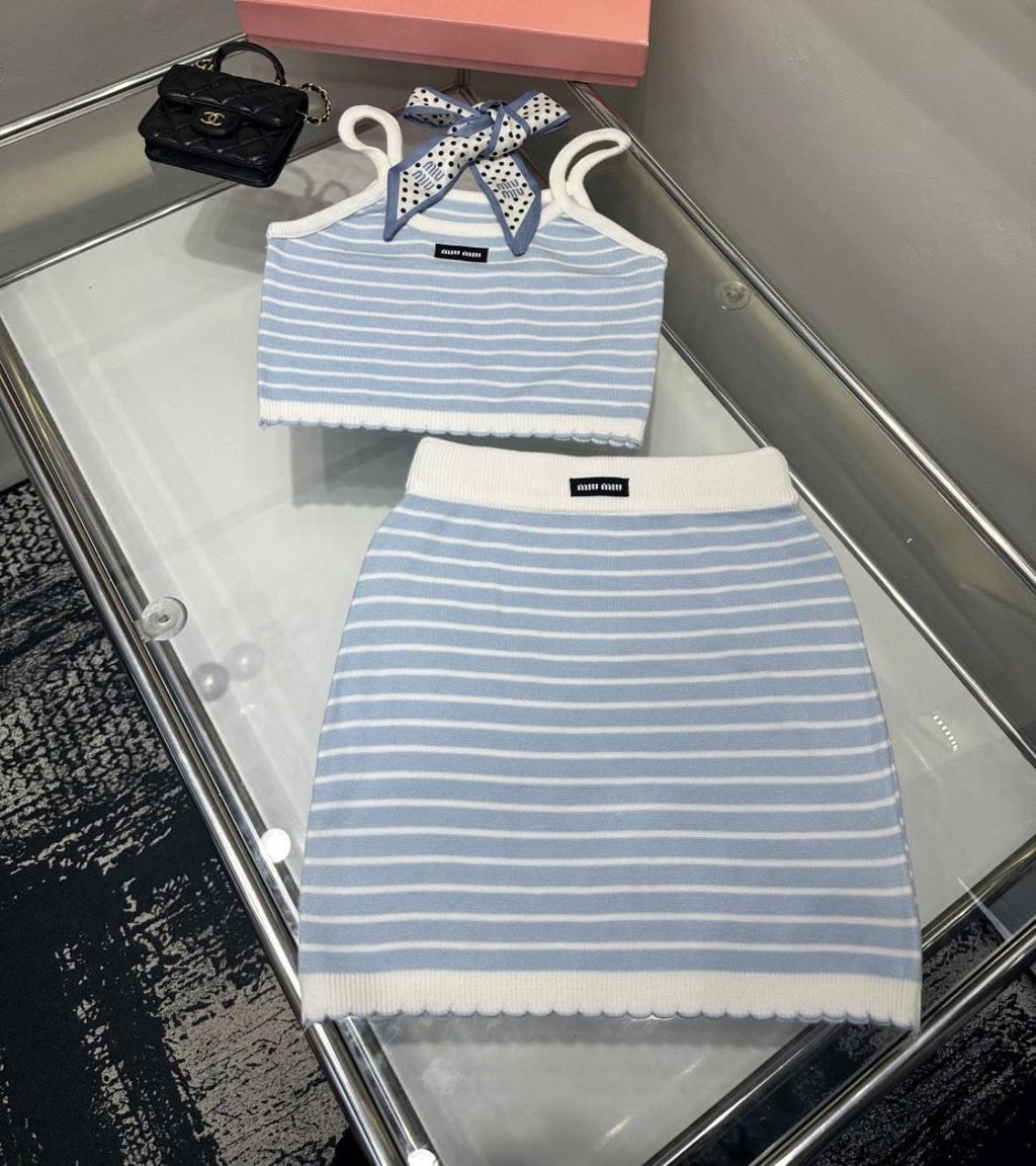 Ensemble d'été complet Miu Miu en bleu